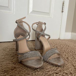 Antonio Melani Silver Sparkle Block Heels, 8.5